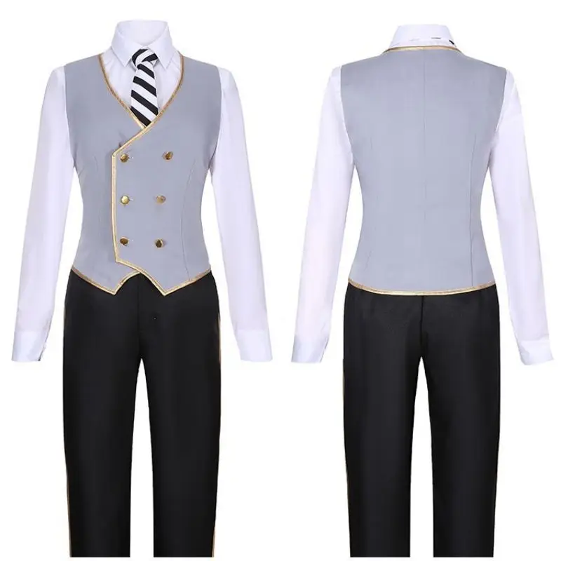 Octavinelle Jade Leech Cosplay Costume Twisted-Wonderland Night Raven College Black Uniform Suits Universal Size Men And Women view 3