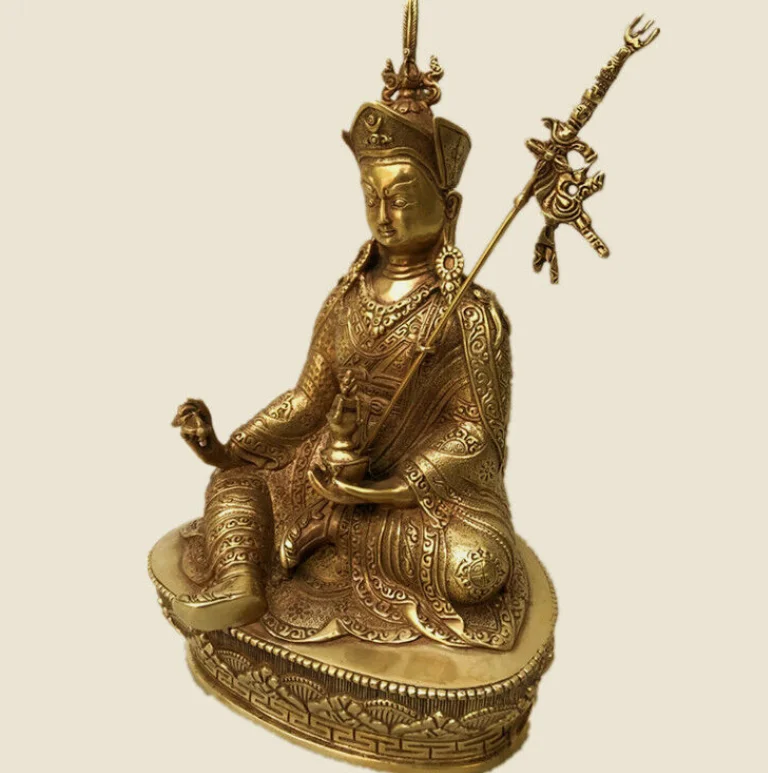 8.2“ Buddhism Buddha bronze Gilt Padmasambhava Guru Rinpoche God statues&