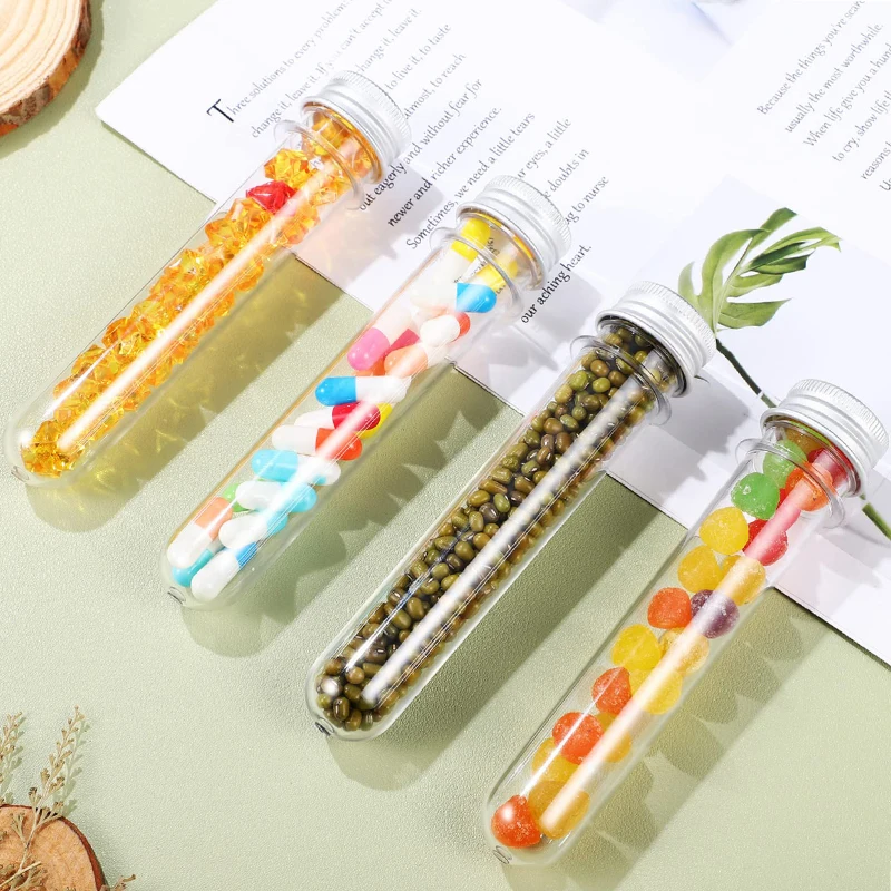 50 Pcs Clear Plastic Test Tubes 50ml Test Tubes with Lids Plastic Bottles for Storage Jewelry Seed