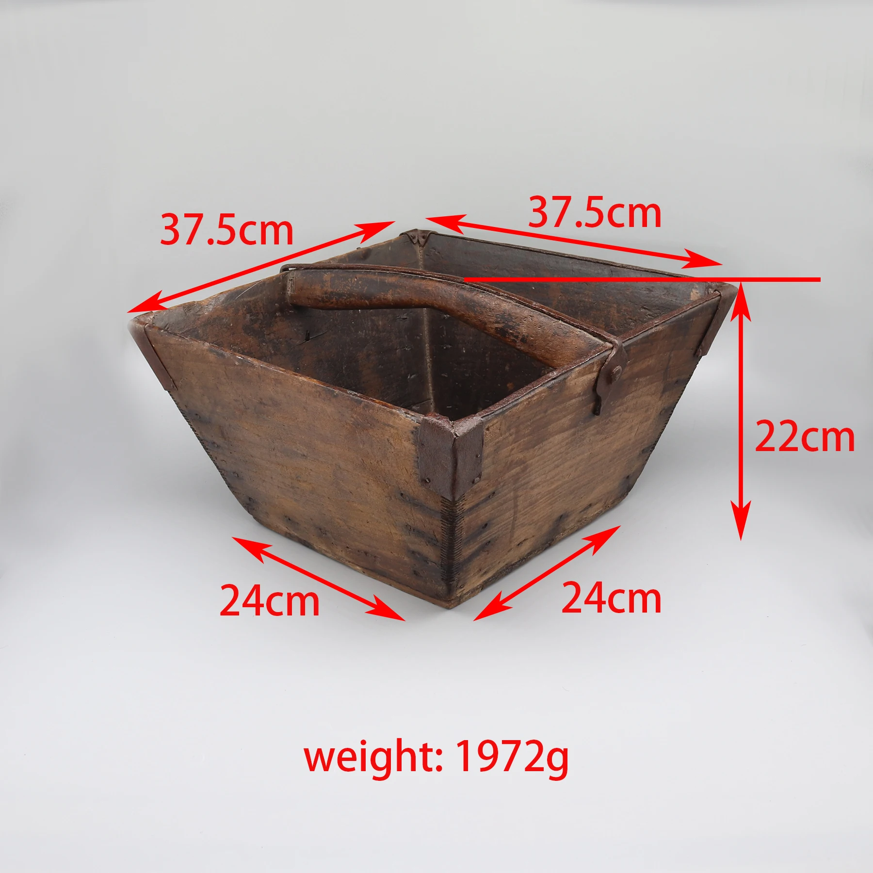 Old Rice Measure, Ironed Storage Bucket, Antique Wooden Box, Home Decoration