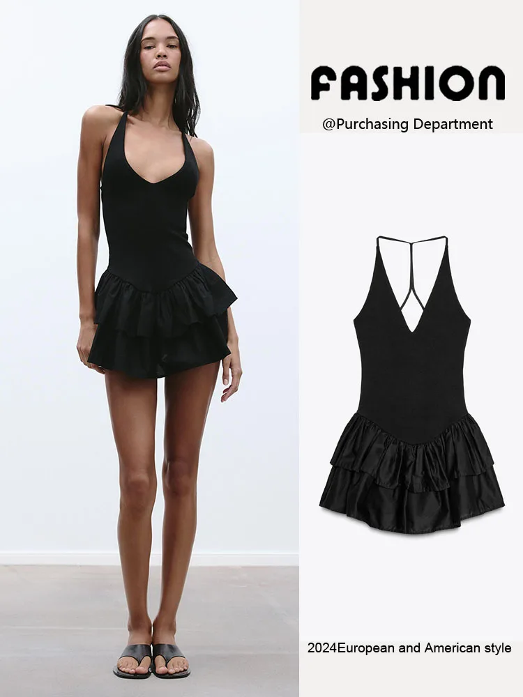 Zomer nieuwe dames Dr hoge taille Svel ort V-Ne jurk Europese Sle Faionable Ele enkel stuk