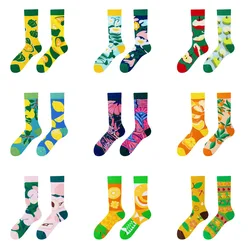 Trendy Couple Socks Fruit Flower Series Stockings AB Tide Socks Couple Outdoor Sports Long Tube Cotton Socks Women's Gifts Socks