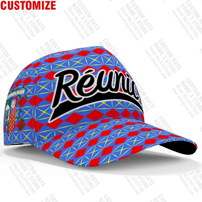 Reunion Baseball Caps Free Custom Made Name Number Team Logo Re Hat Reu Country Travel French Nation Island France Flag Headgear