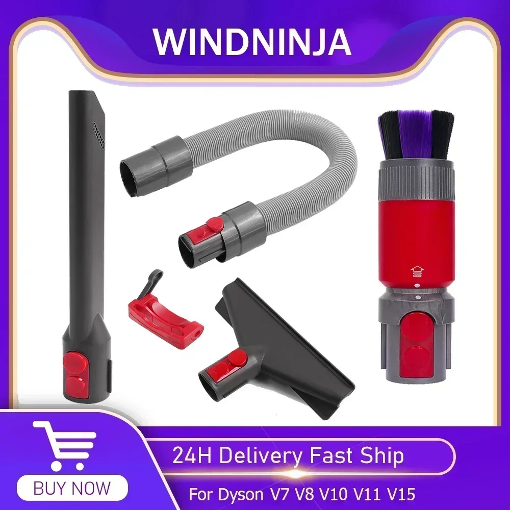 For Dyson Vacuum Cleaner V7 V8 V10 V11 V15 Soft Bristles Dusting Brush Self-cleaning Flexible Extension Hose Cleaning Parts