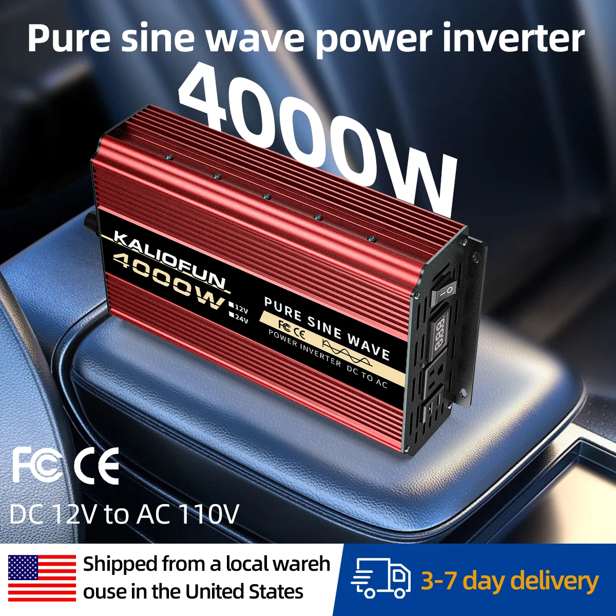 

High Power Inverter 4000W 6000W 7000W 10000W Pure Sine Wave Inversor de Corriente 12V to 110V for Car Solar Inverter System