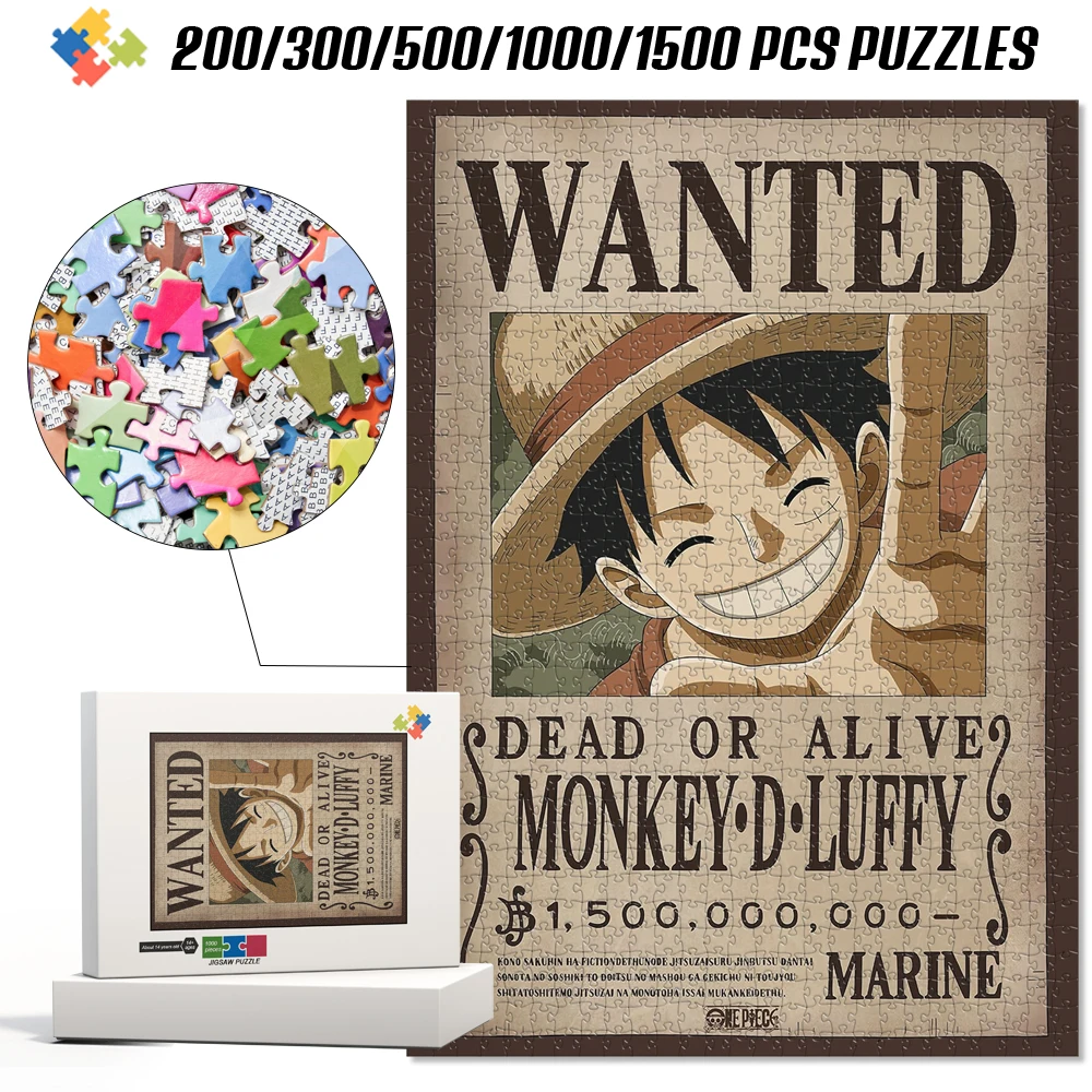 

Деревянные пазлы-головоломки 1000 элементов: Постер с Луффи (One Piece), аниме-настольная игра, развивающая головоломка, обучающая игрушка, подарок
