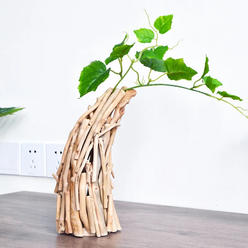Outdoor Flower Vase Aesthetic Creative Wooden Living Room Vase Nordic Design Vintage Dekoracje Do Pokoju Home Decor