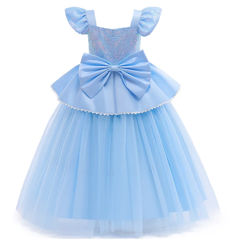 Cinderella Princess Girls Halloween Costume Cosplay Dress Children Fancy Vestidos Birthday Party Dress Clothes