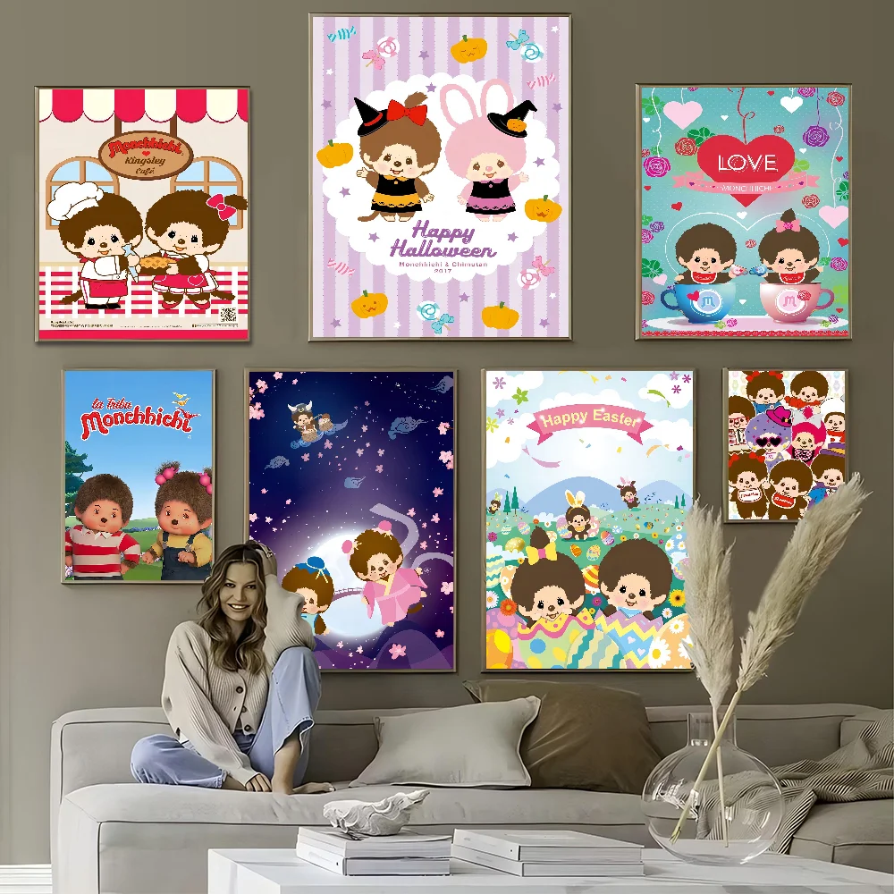 Cartoon M-Monchhichis Classic Vintage Posters Whitepaper Prints Posters Artwork Kawaii Room Decor