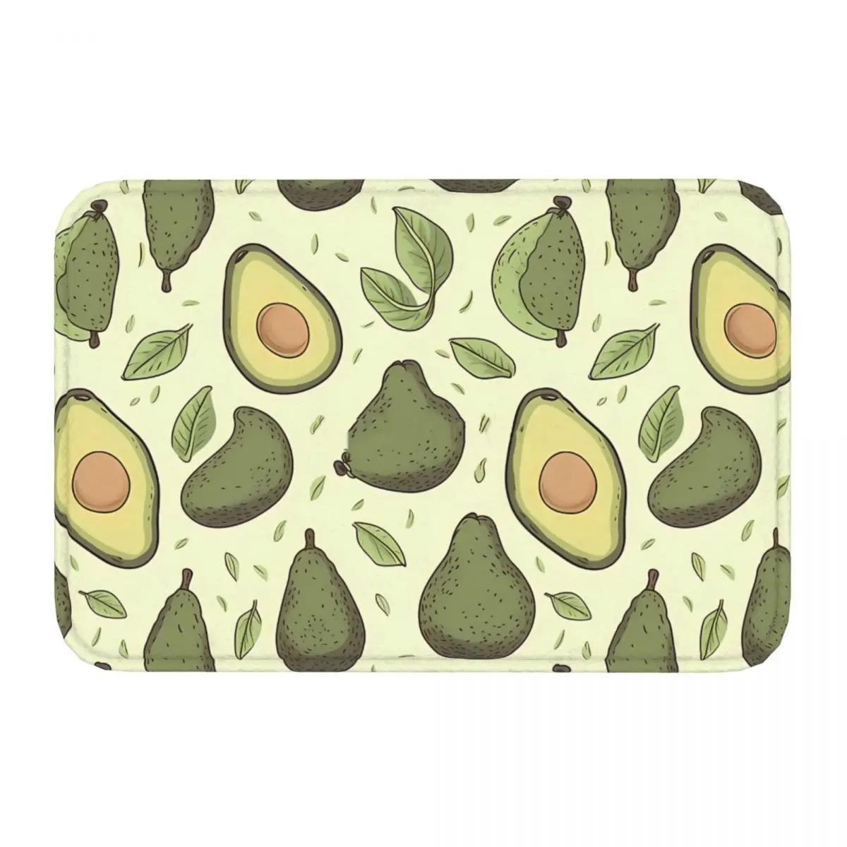 Fruit Avocado Non-slip Doormat Sweet Pastel Green Background Living Room Bedroom Mat Prayer Carpet Flannel Modern Decor