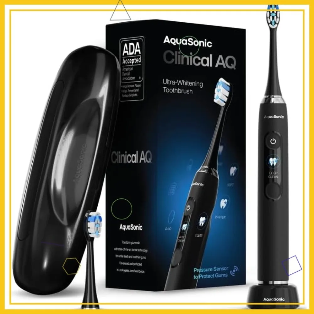 

Smart Toothbrush with Pressure Sensor, LCD Screen & Travel Case - 5 Modes, 2 Brush Heads