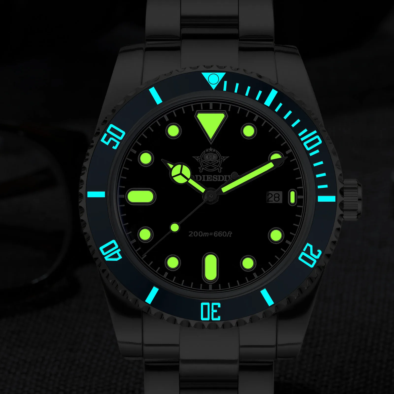 ADDIESDIVE AD2501 Quartz Diving Watch 316 Stainless Steel Bidirectional Ceramic Bezel BGW9 Luminous 200M Waterproof Bubble Glass