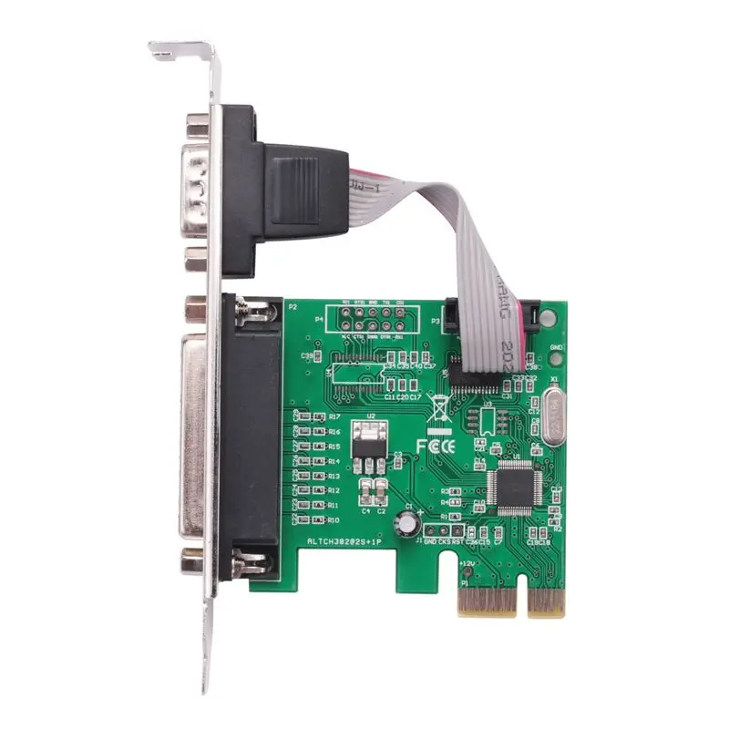 RS232 RS-232 Serial Port COM & DB25 Printer Parallel Port LPT To PCI-E PCI Express Card Adapter Converter WCH382L Chip-AEF7
