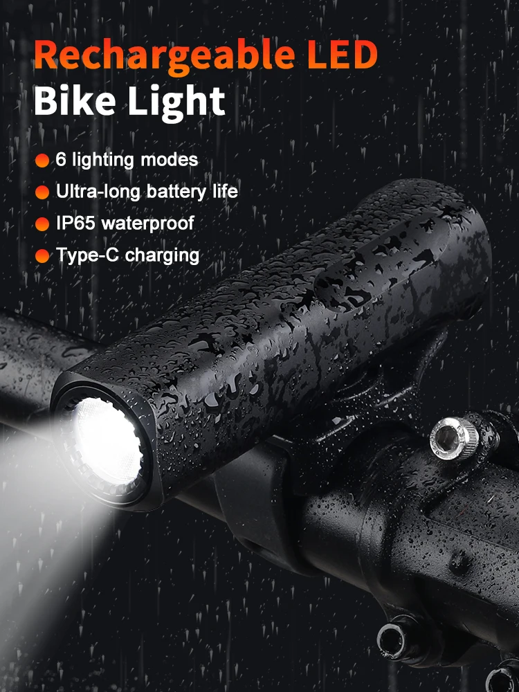 AliExpress Bicycle Front Light  IP65 Waterproof Hight Brightness Bicycle Headlight 6 Lighting Modes Rechargeable Bike Flashligh Light