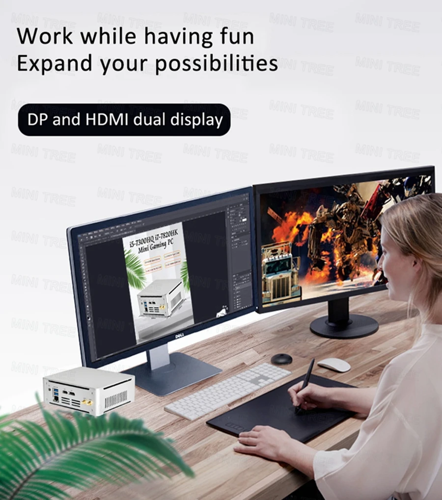 Windows11 Mini PC Box 2.5G Lan HD DP Dual Display 13-го поколения Core i7 1355U 13620H Игровой мини-компьютер для домашнего офиса 32 ГБ DDR5 NVME