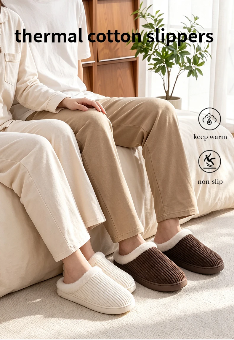 Gemütliche Damen-Hausschuhe aus Plüsch mit Memory-Schaum, rutschfest, warm, für den Innenbereich, Mules mit weicher Sohle, bequem, niedlich, für Winter und Herbst – Detail 3