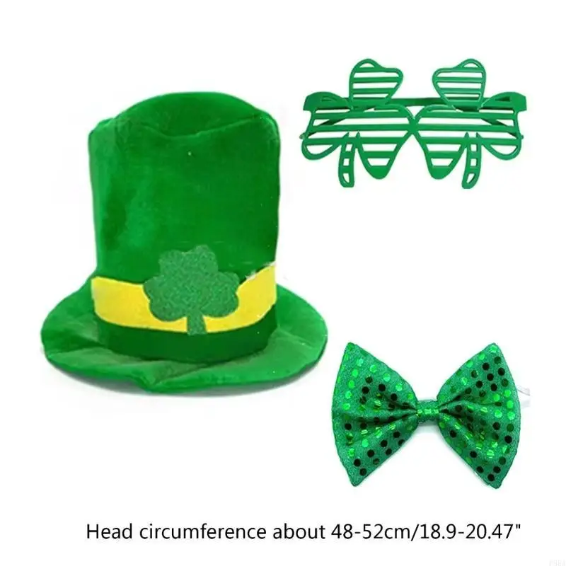 P88A Green Leprechaun Hat Patrick Day Hat Irish Leprechaun Hat Irish Tie Bowtie