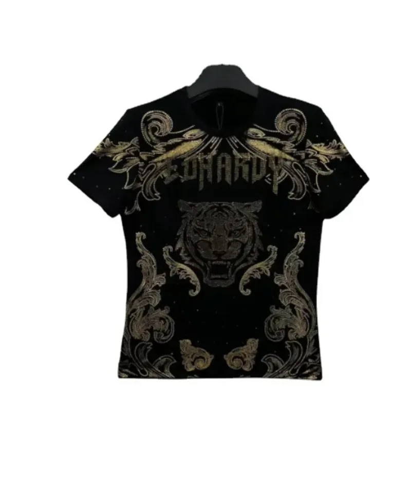 Short Sleeve 2026 New Hot Diamond Printed Men\'s T-shirt Summer Leisure Loose Matching Style
