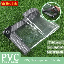 0.3mm/0.5mm PVC Transparent Tarpaulin Canopy Awning Waterproof Rainproof Planting Courtyard Gazebo Balcony Pavilion Covered