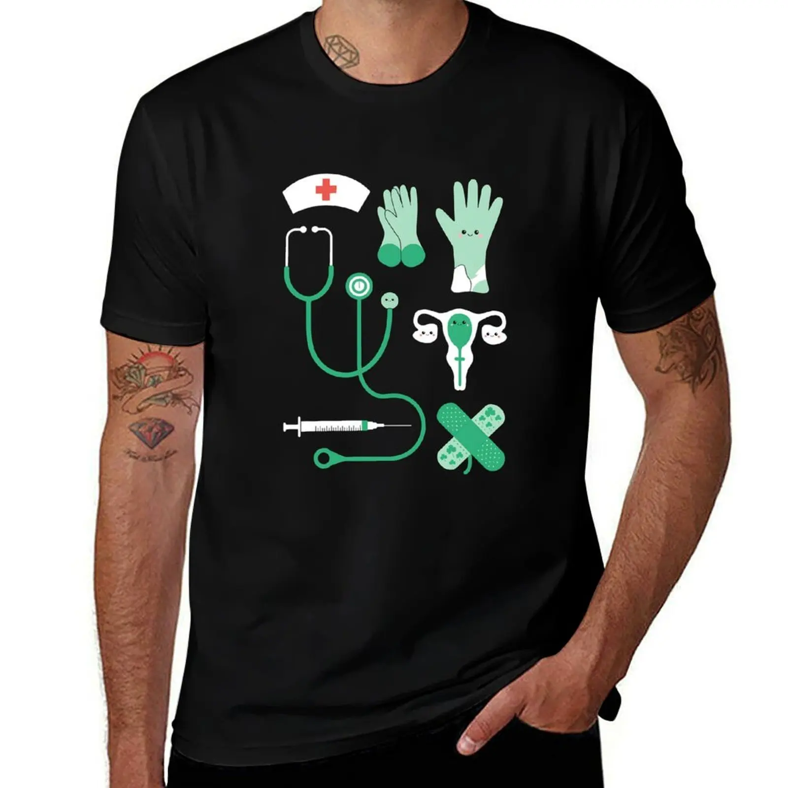 

Nurse Shamrock Patrick's Day Obgyn T-Shirt Luxury man plus size tops valentines clothes black t-shirts for men