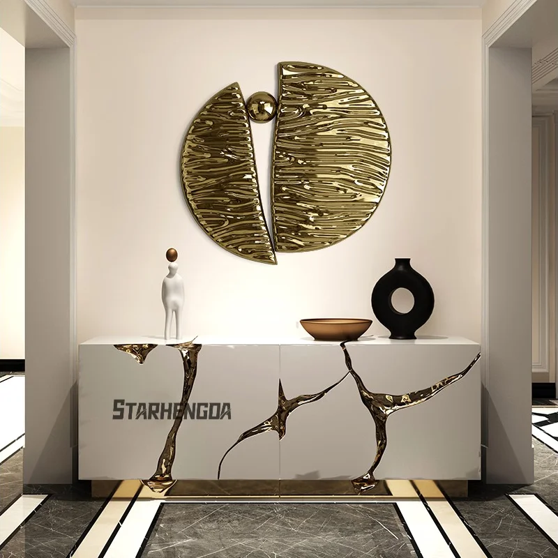 stainless steel metal wall decoration model room light luxury soft decoration living room porch dining room wall hanging