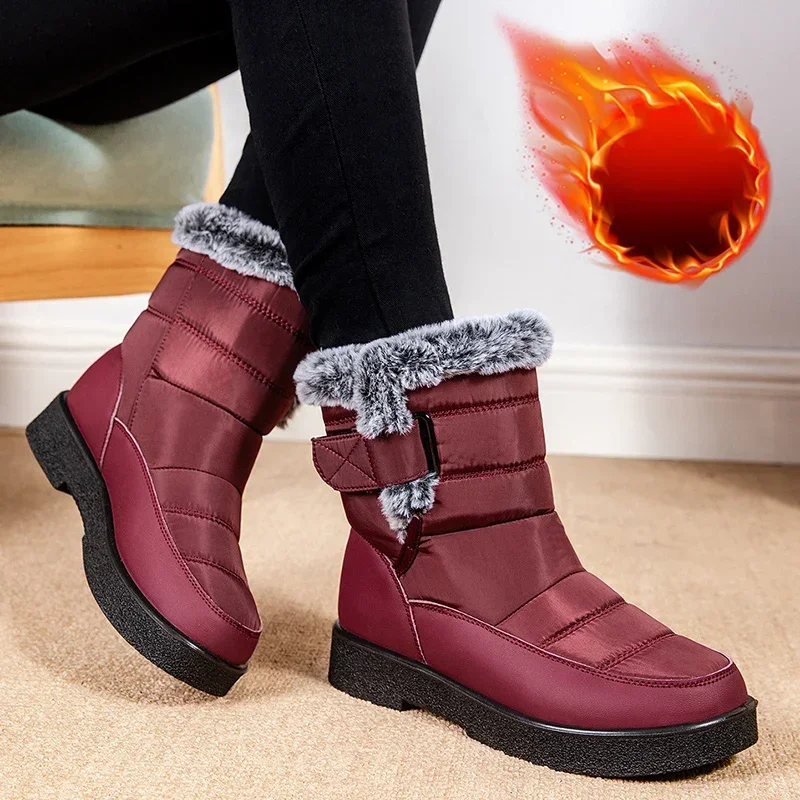 Women's Waterproof Winter Snow Boots Fluffy Fur Anti Slip Platform Ankle Boots for Women Outdoor Thick Plush Warm Cotton Shoes - view 3