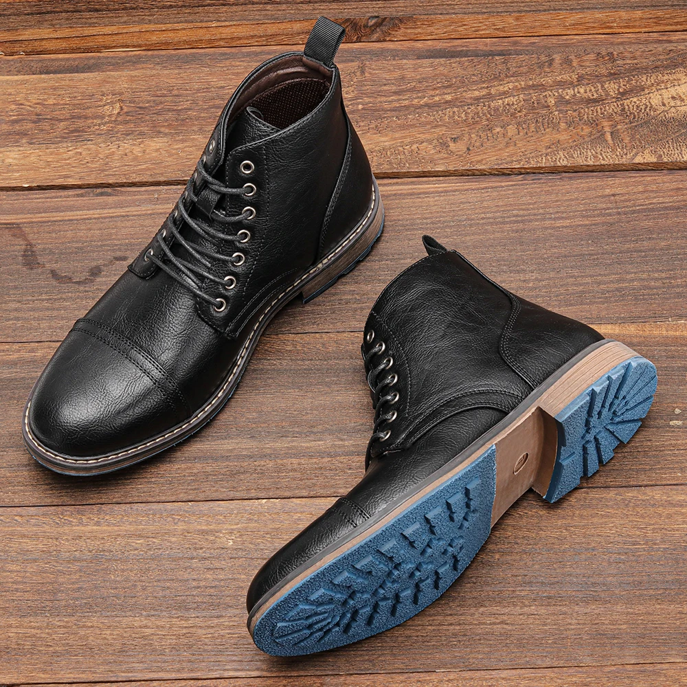 Ankle boots men 2024 fashion comfortable brand leather boots for men