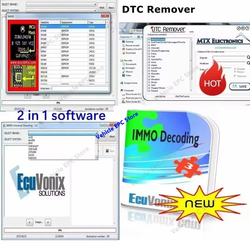 EcuVonix 3.2 IMMO Universal Decoding Remove IMMO Offwith Keygen Unlimited Crack+ Software MTX DTC Remover 1.8.5.0 With Keygen