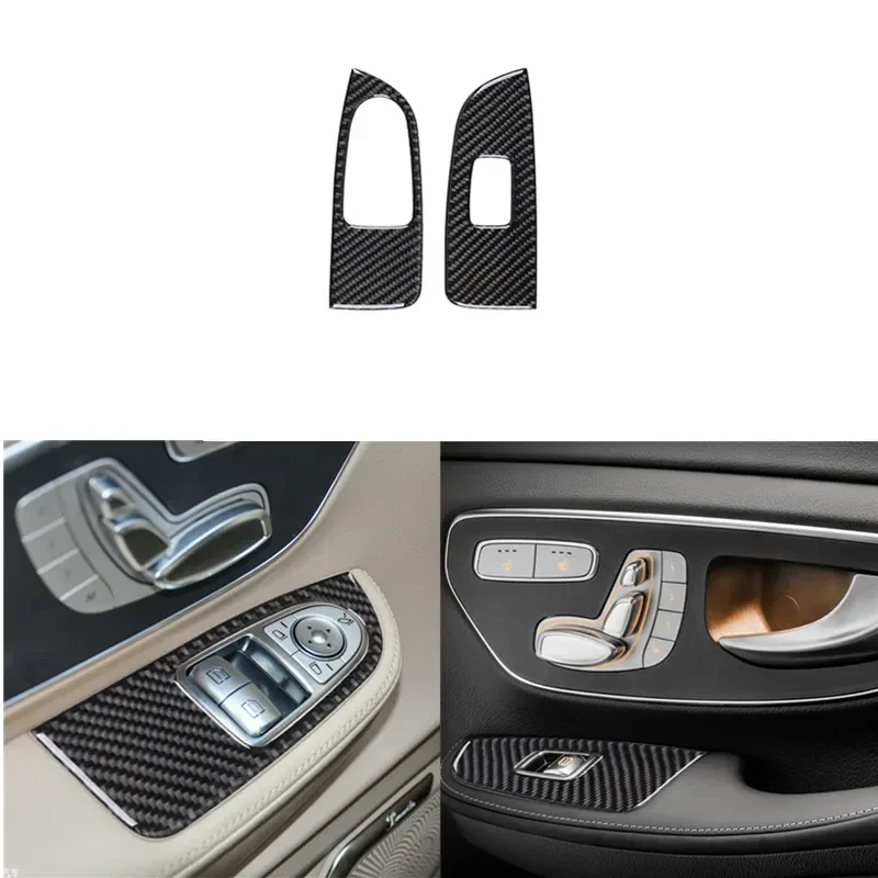 Car Window Lift Panel Switch Button Frame Carbon Fiber Cover Decotive Stickers For Mercedes Benz V Class V50 V260 2019 2016-2021