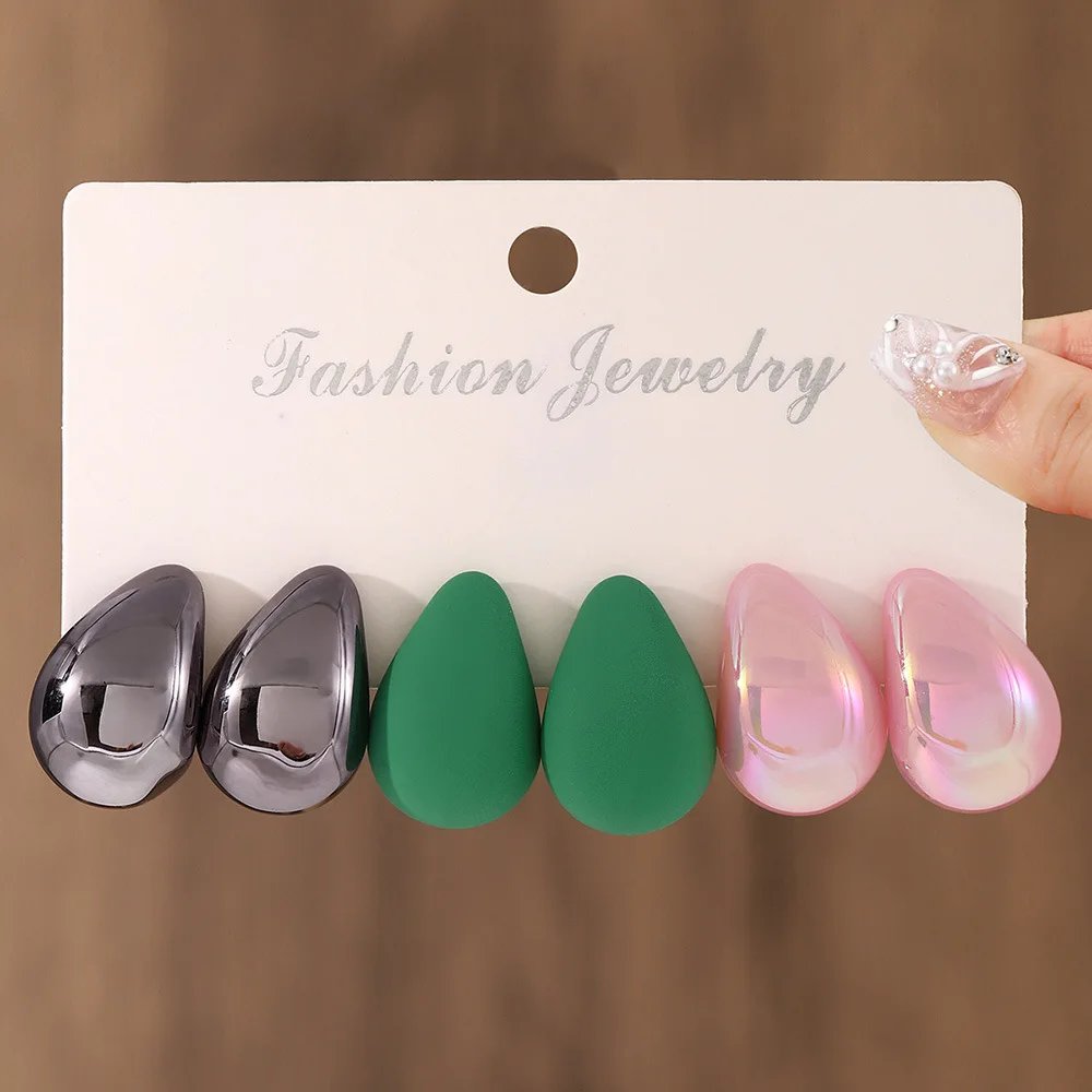 أقراط بوهيمية مكتنزة على شكل قطرة ماء للنساء ، لون معدني سميك ، أقراط ممزقة أكريليك ، مجوهرات حفلات ، 3 ، جديدة #4