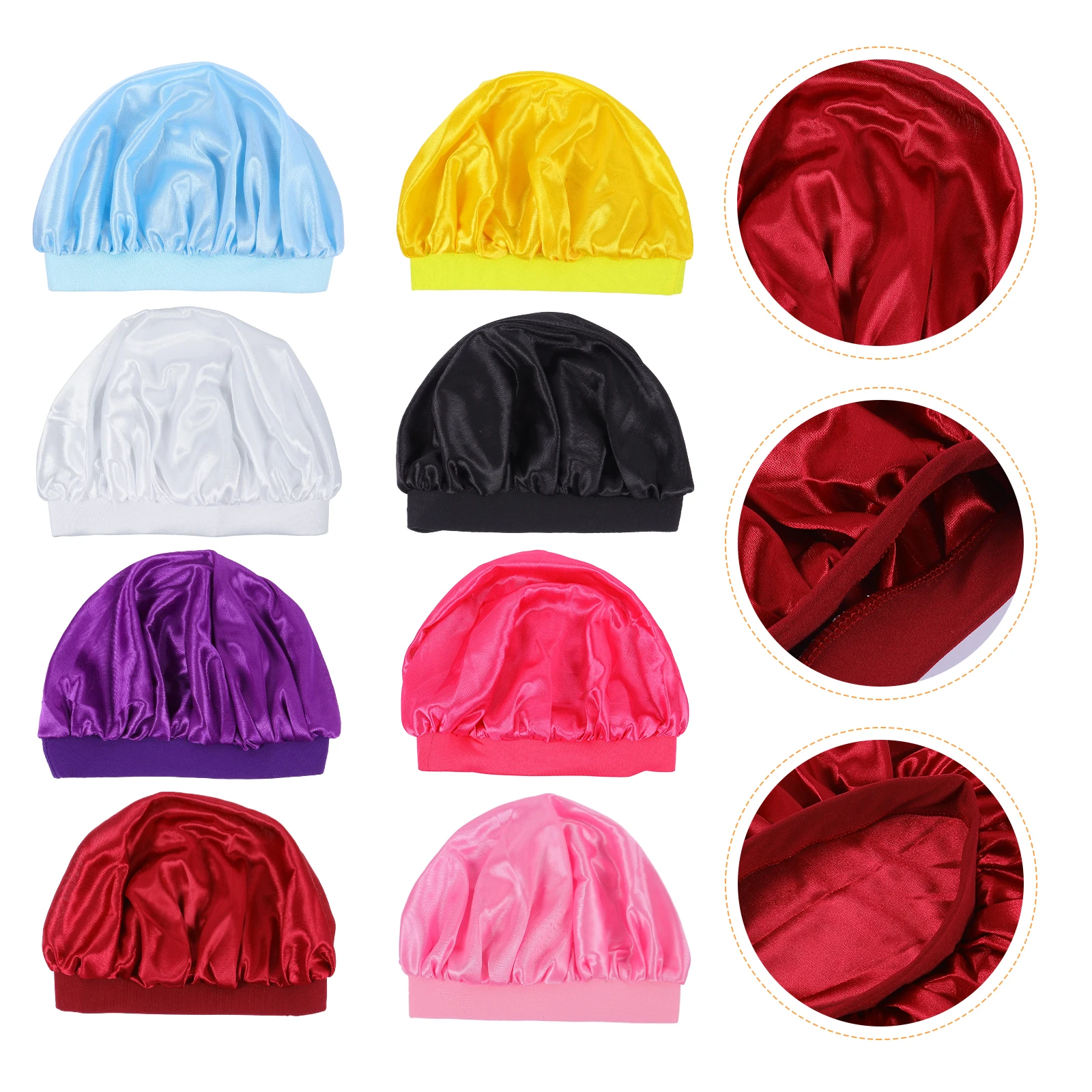 

8pcs Satin Bonnet Sleep Caps Hair Care Toddler Elastic Baby Sleeping Caps Lightweight Kids Hair Bonnet Travel Shower