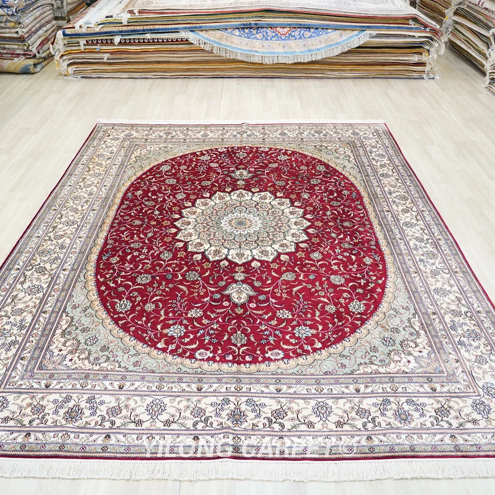 244x305cm Large Turkish Red Silk Rug Oversize Red Area Silk Carpet (YJH226AB)