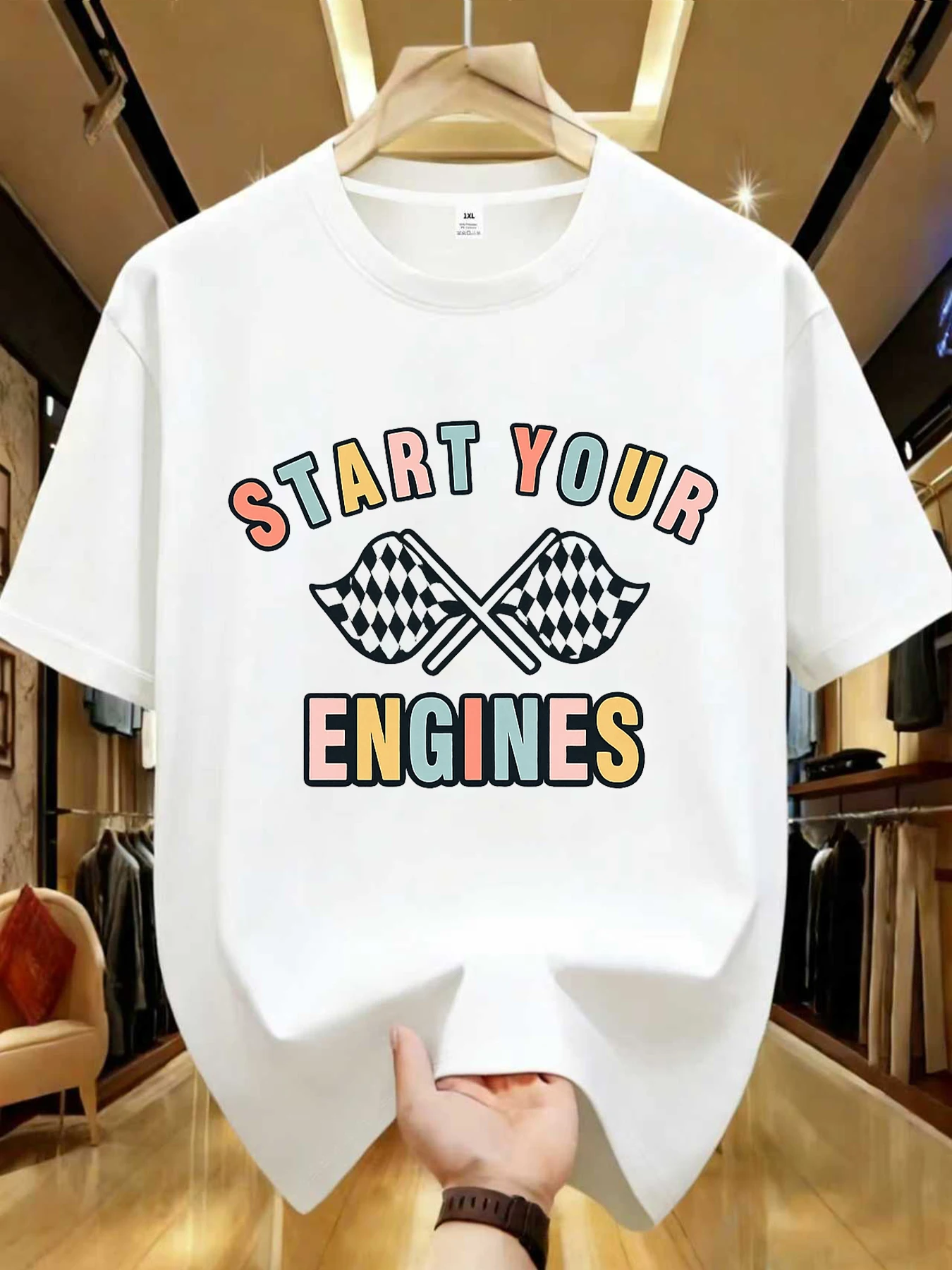 

【WDS01330】Женская футболка больших размеров с цветным буквенным принтом, летняя повседневная футболка с круглым вырезом и короткими рукавами, универсальная, в уличном стиле