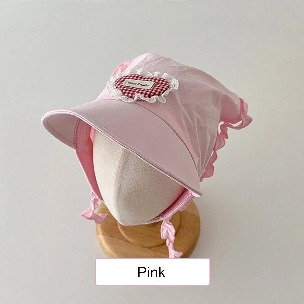 

Korean Children's Plaid Lace Hat Triangle Quick-dry Hair Scarf Cap Spring Summer Sweet Sunscreen Hat Kids