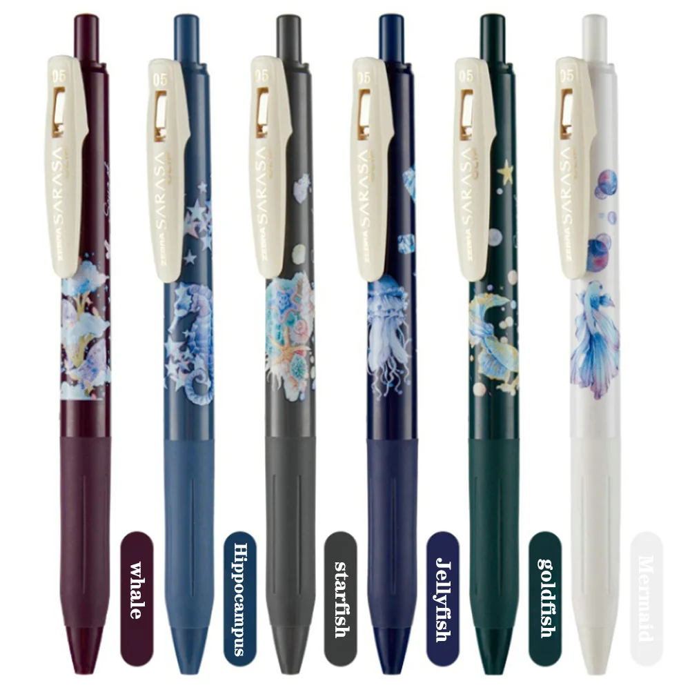 6PCS Japan ZEBRA JJ15 Gel Pens Sarasa Rare Limited Edition Song of The Sea Black 0.5mm Office Accessories Kawaii School Supplies