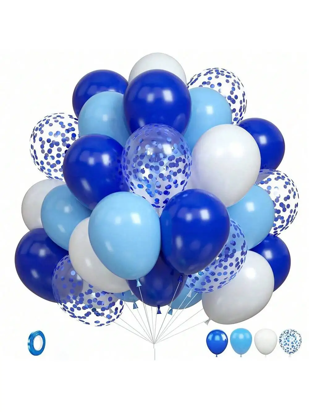 20PCS-12 inch Royal Blue Colorful Paper Balloon, Pearl White Latex Balloon, Wedding Party Decoration, Birthday Party