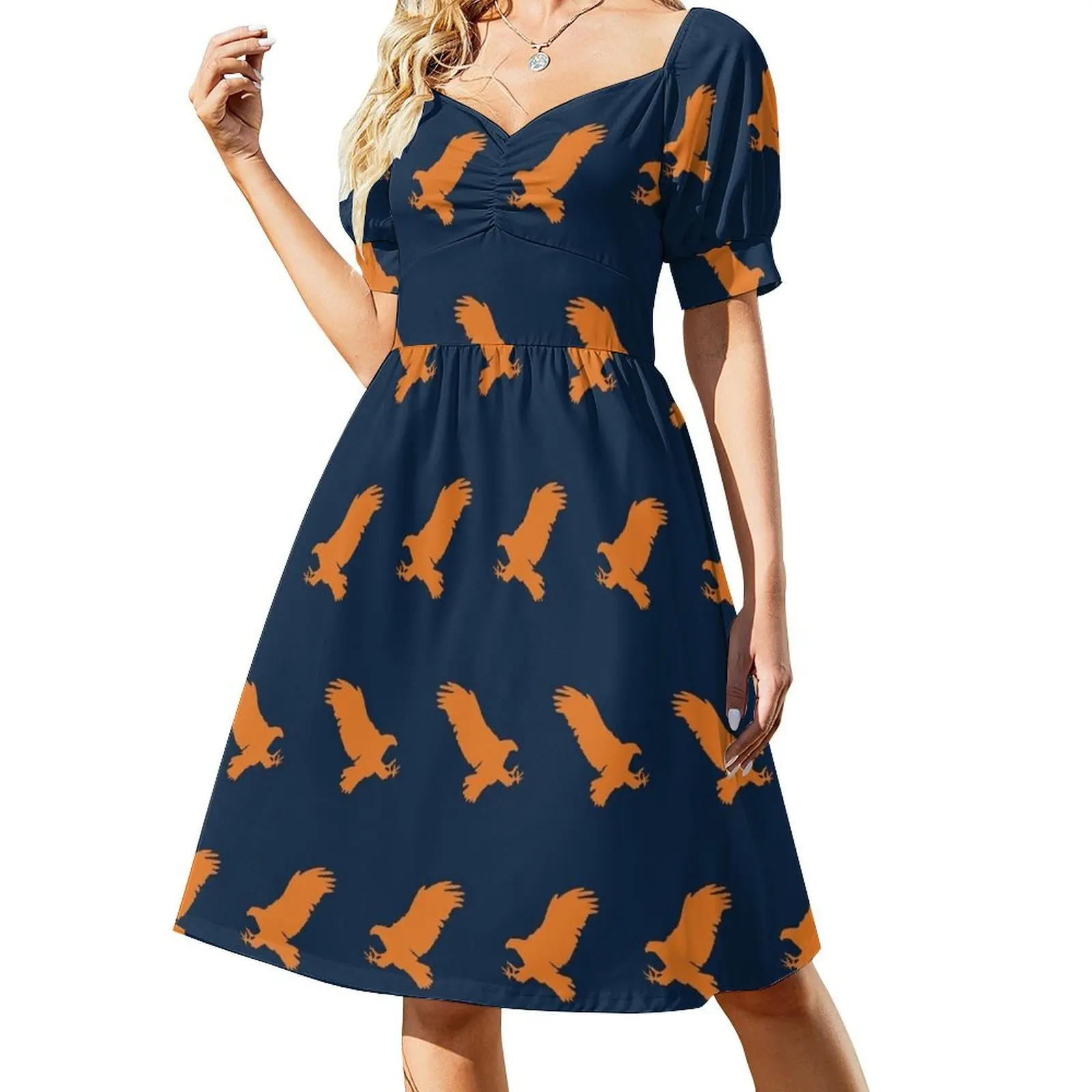 

Eagle Orange Short Sleeved Dress Woman clothes birthday dress clothes for women luxury dresses Dress