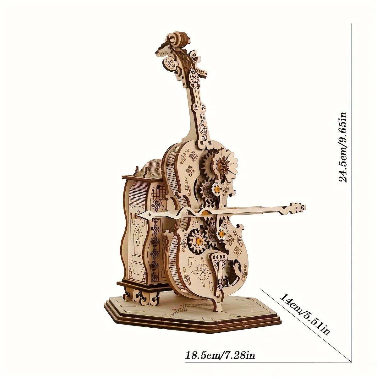 DIY Handmade Magic Cello Mechanical Music Box 3D Wooden Puzzle Model Kits Perfect Creative Gift