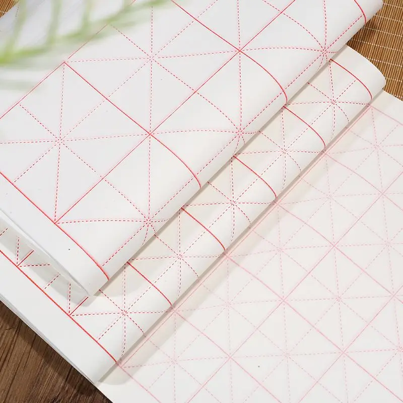 100 Sheets Mizi Grid Rice Paper Chinese Calligraphy Paper Beginner Rijstpapier Chinese Calligraphy Special Half Ripe Xuan Paper