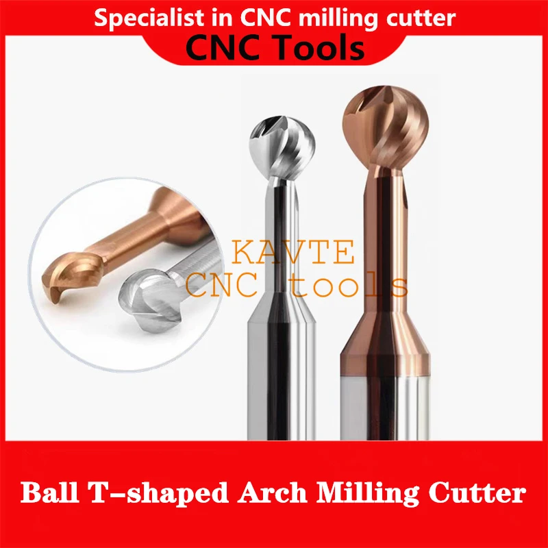 Ball T-Shaped Arch Milling Cutter 3D Lollipop End Mill R0.5 R0.75 12345678 R9 R10 Ball Slot Solid Carbide CNC For Steel Aluminum