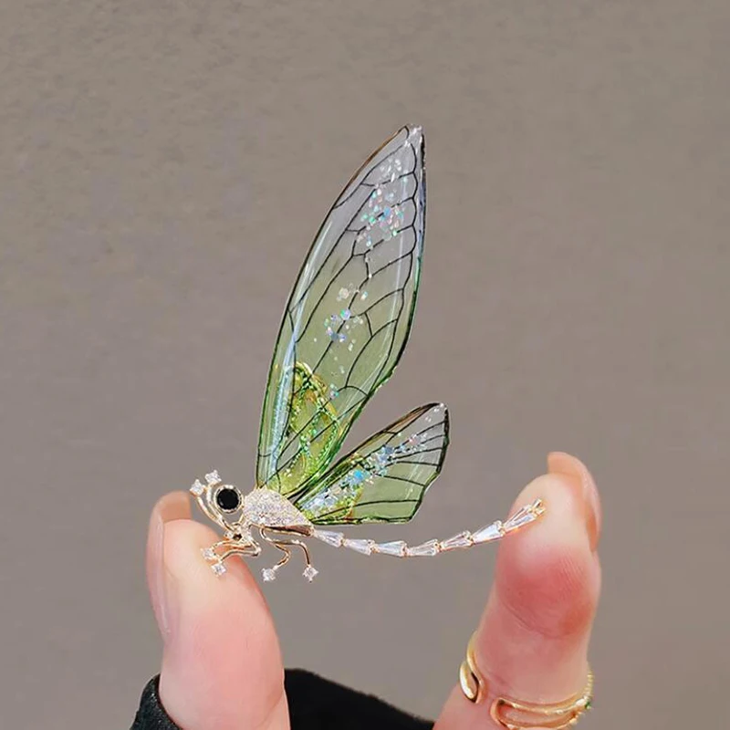 Niche Design Senior Sense Dragonfly Brooch Light Luxury Suit Pin Personality Fashion Corsage Accessories Green Violet 2 Color