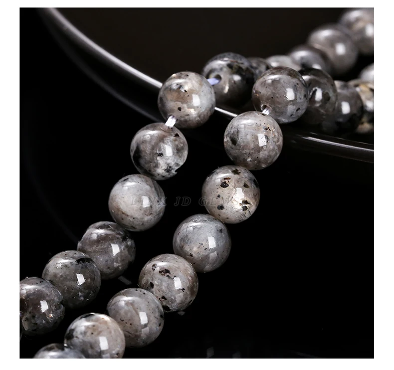 Natürlicher Labradoritstein, schwarze Spektrolit-Perlen, runde lose Zwischenperlen für die Schmuckherstellung, DIY-Halskette, Armband-Zubehör – Detail 7