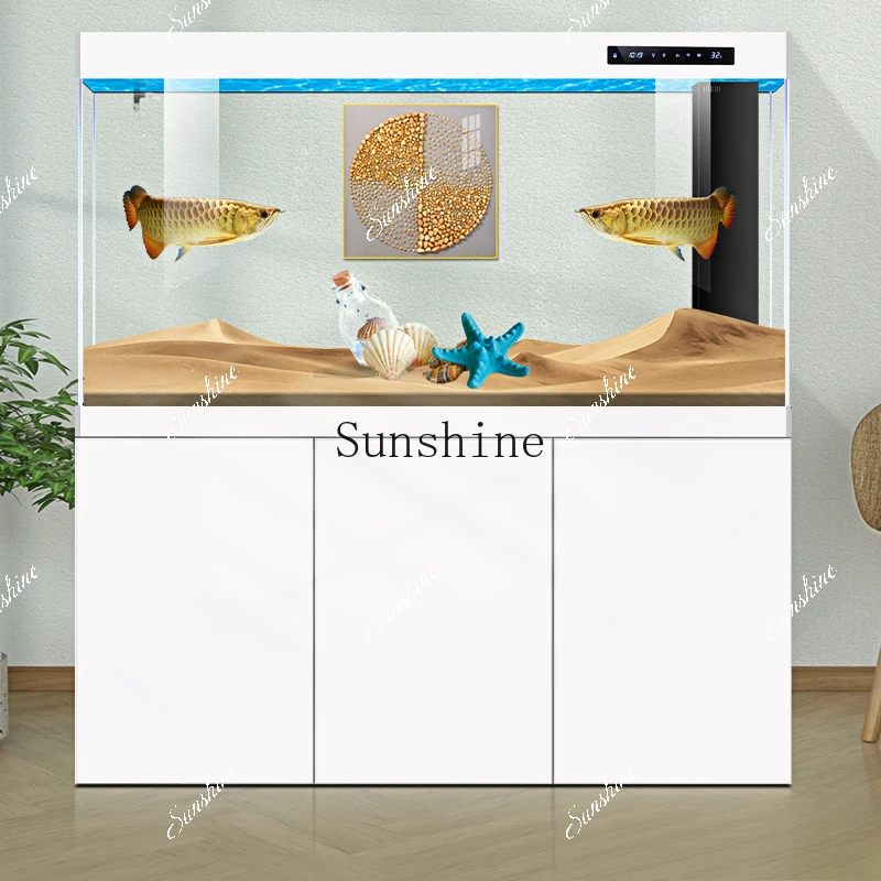 Household living room floor-to-ceiling medium and large ultra-white ecological screen bottom filter aquarium  FT
