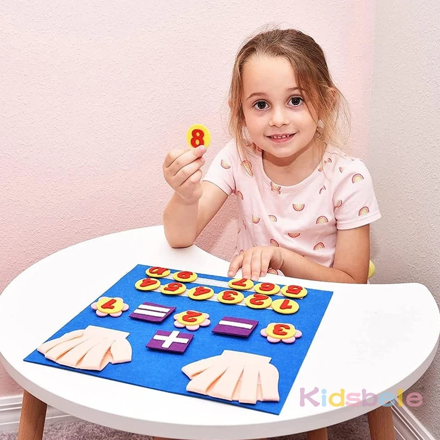 Wiskundeleerspeelgoed voor kinderen – Montessori telstokken en nummerbord, optellen en aftrekken educatieve set