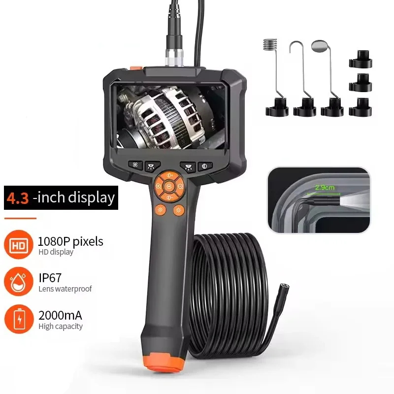 

4.3 Inch IPS Screen Industrial Endoscope Camera HD1080P 8mm Lens Pipe Sewer Inspection Cameras Borescope For Car