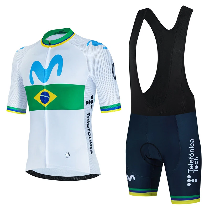 

Movistar Cycling Jersey Set Summer Clothing MTB Bike Brazil Uniform Maillot Ropa Ciclismo Men's Bicycle Sportwear Suit Hombre
