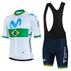Movistar 사이클링 저지 세트, MTB 자전거 브라질 유니폼, Maillot Ropa Ciclismo 남성용 자전거 스포츠웨어 수트, 여름 의류