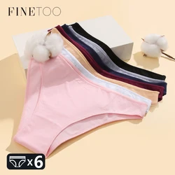 FINETOO 6pcs Women's Cotton Underwear Sexy Breathable Panties Plus Size Seamless Briefs Female Low-Waist Casual Lingerie M-2XL
