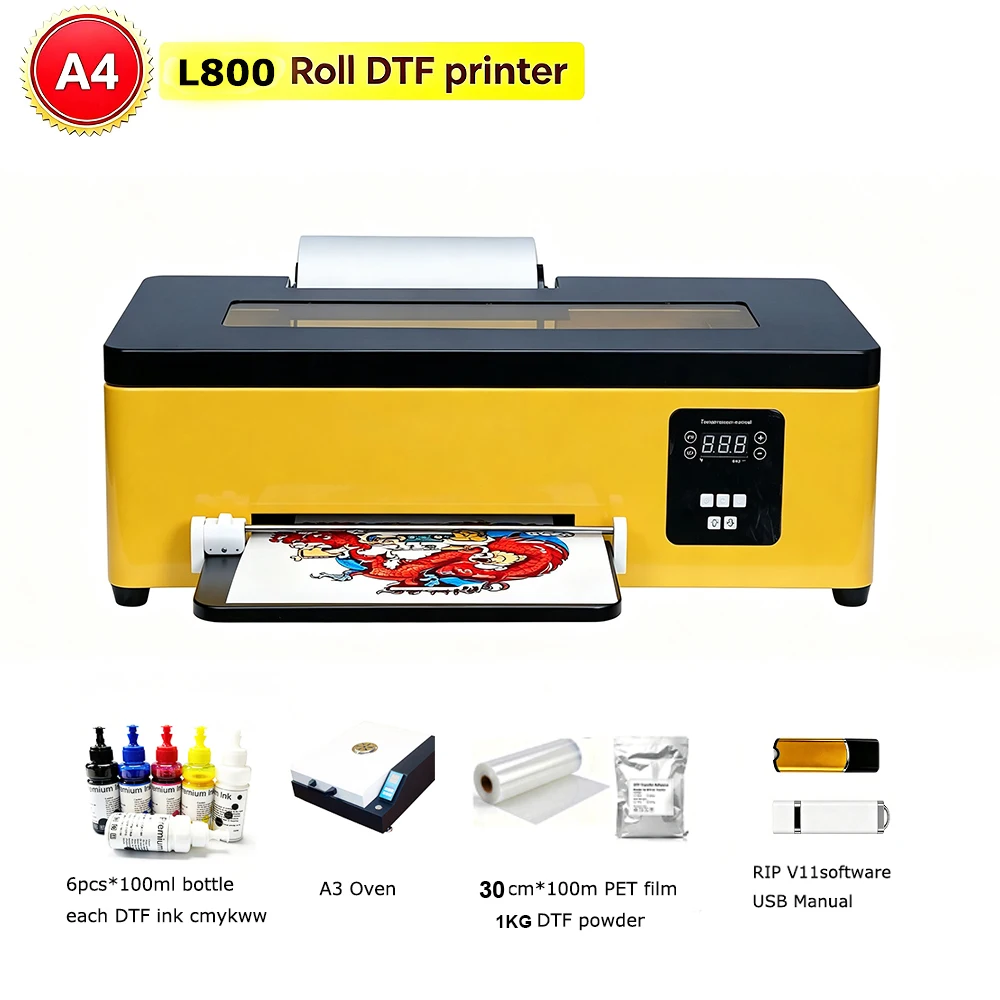 Upgraded Dtf A4 Printer with cutter for epson L800 Head Dtf Printer Digital T Shirt Printing ROLL Film Dtf Printing machine
