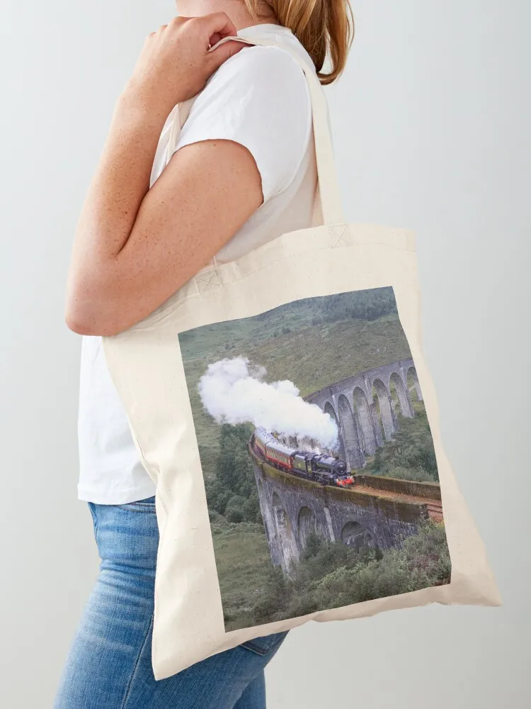 Steam Engine on the Glenfinnan viaduct Tote Bag Canvas bag for women shopping bags foldable Canvas Tote Bag